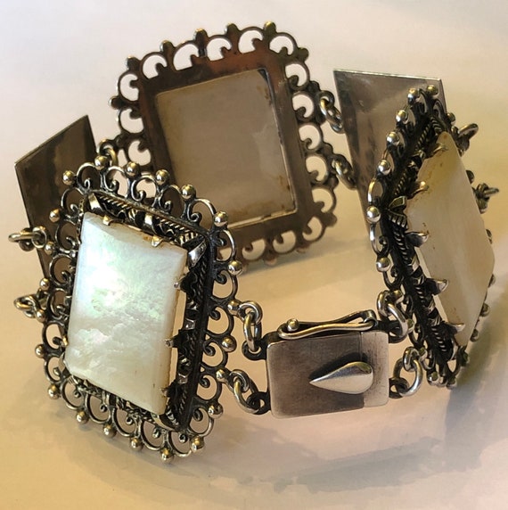 1940s-Persian Bracelet- Mother of Pearl and Sterling … - Gem