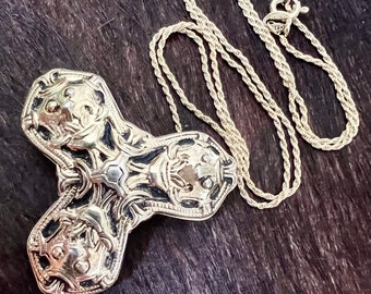 David Andersen 1970s-Gold Over Sterling Silver Viking Saga Pin/Pendant (New 18” SS/Gold Vermeil Chain)