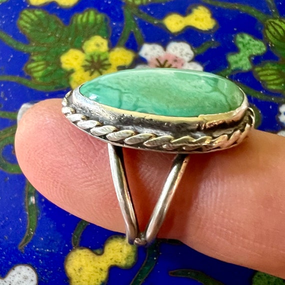 Navajo Style Ring (Kingman Turquoise & Sterling S… - image 6