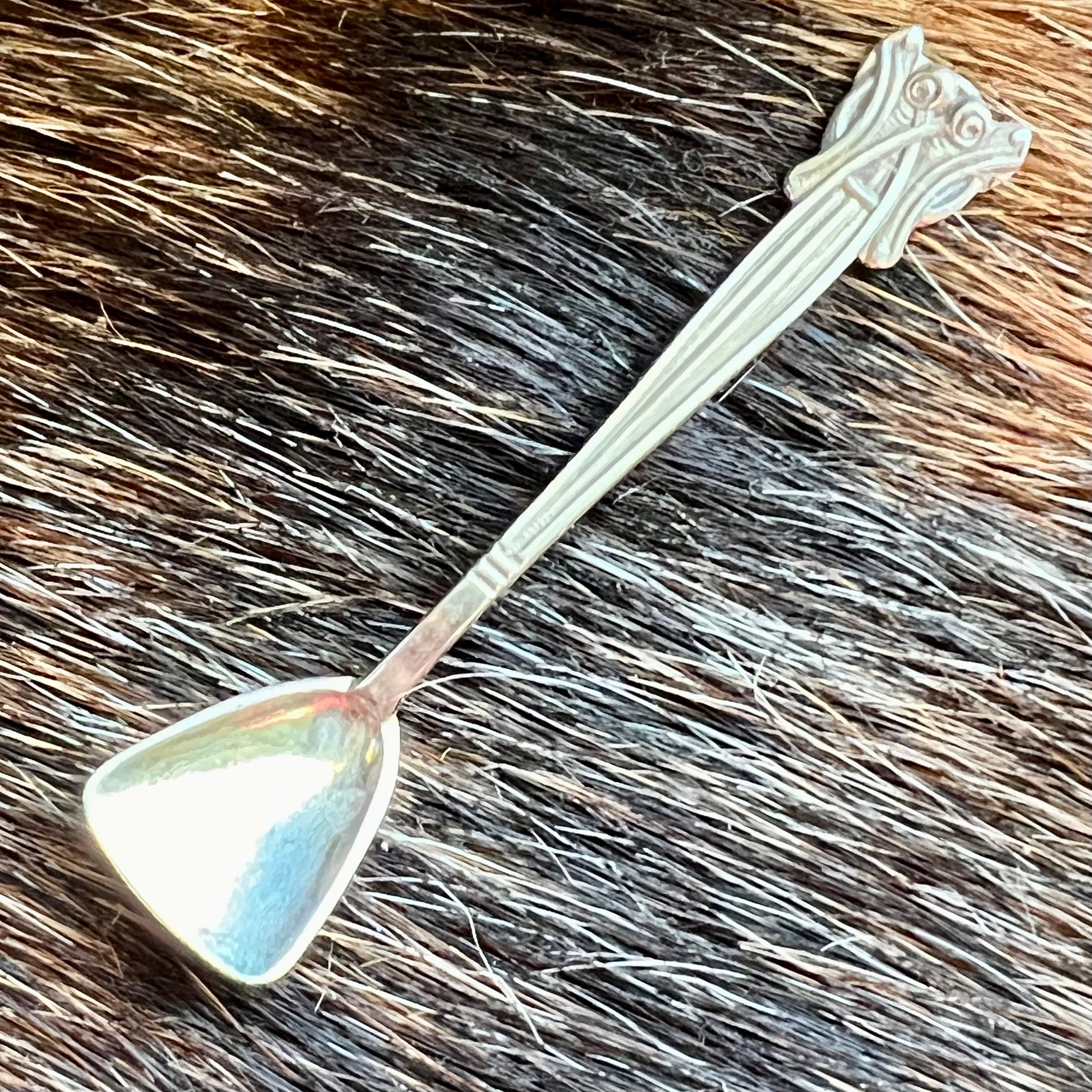 Antique David Andersen Viking Salt Cellar & Salt Spoon (1900