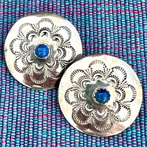 Navajo Earrings (Sterling Silver, Lapis Lazuli, 1975-85) 1.05”