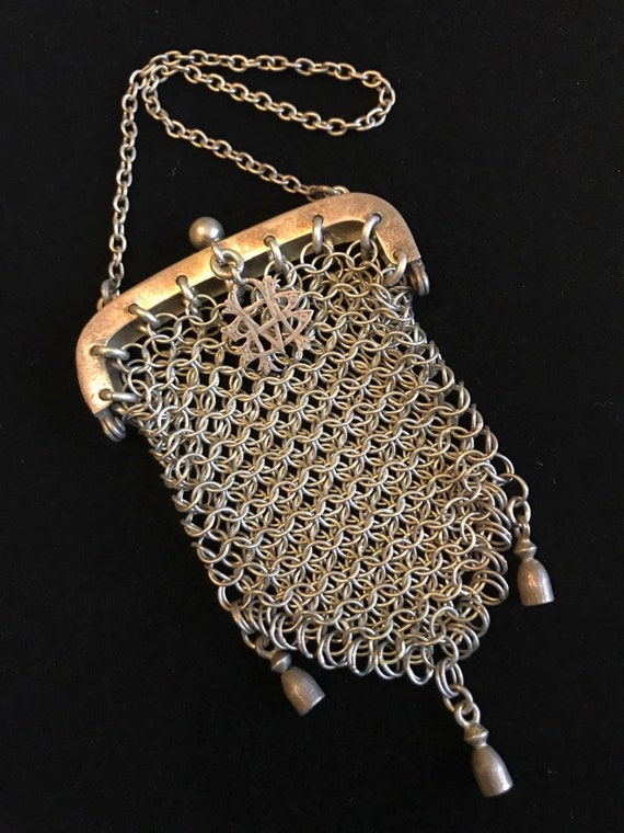Sterling 1860s-Antique Victorian Chainmaille Chate