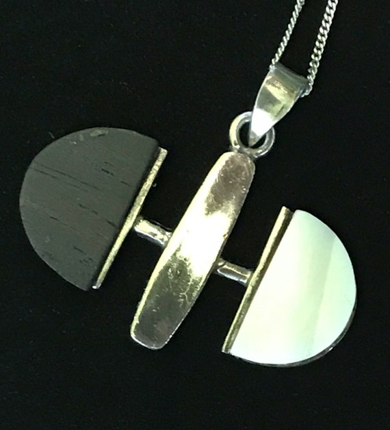 Mid Century Modern Sterling, Wood and Mother of Pe