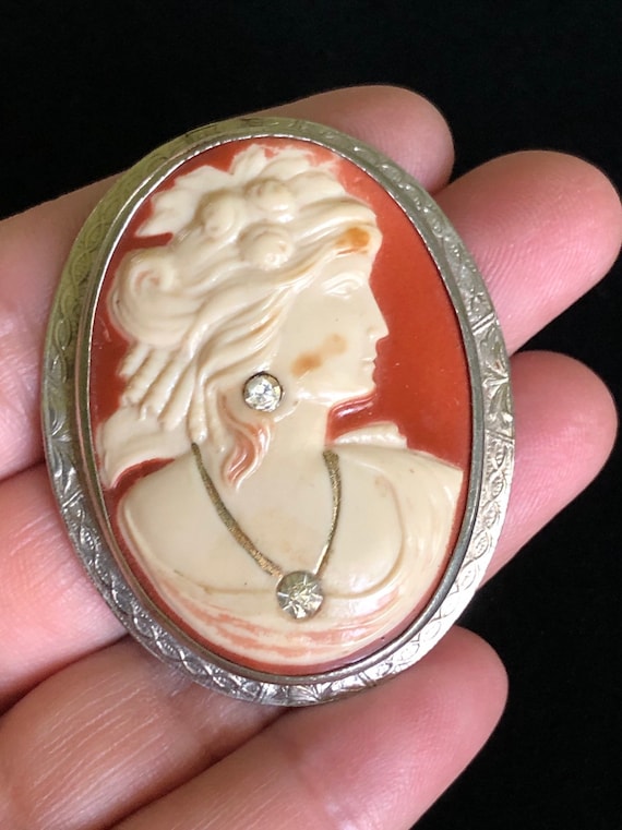 1930's Gypsy Cameo-Celluloid and Aluminum- Unusual