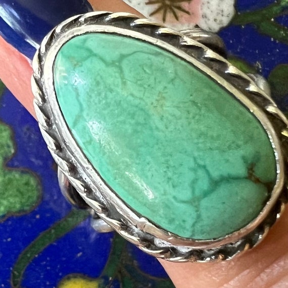 Navajo Style Ring (Kingman Turquoise & Sterling S… - image 1