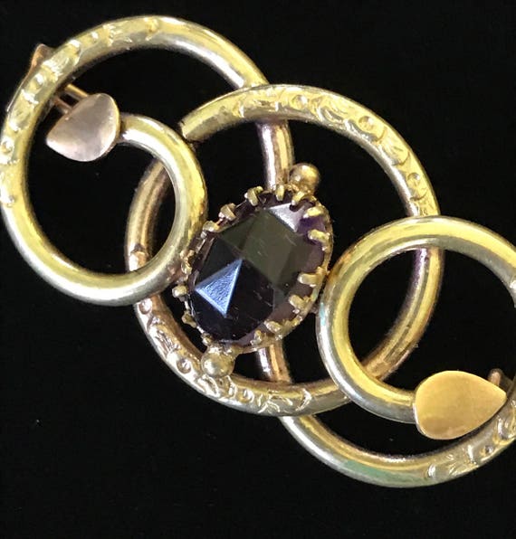 Antique Victorian Larger Glass Amethyst Love Knot 2" Gem