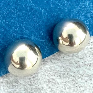 Sterling Silver Half-Sphere Earrings (1980s, 925, US, Pierced) Larger .60”