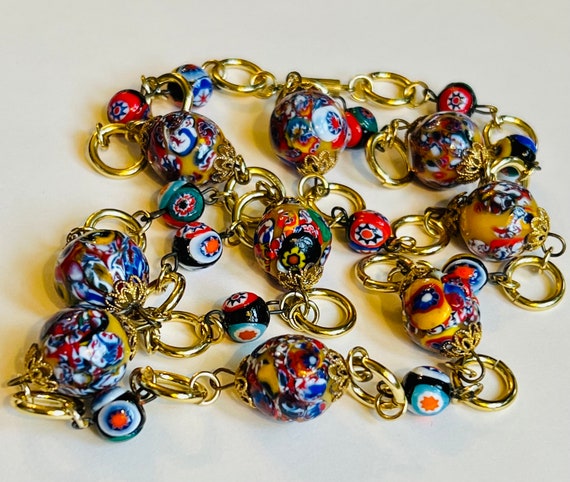 Millefiori Italian Murano Art Glass Bead Necklace… - image 6