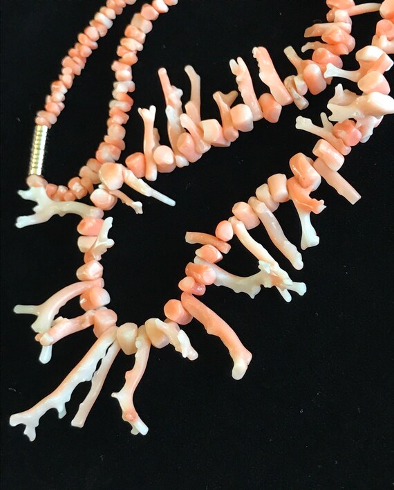 Antique Victorian Angel Skin Branch Coral Necklace