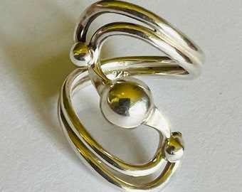 Contemporary Modernist Ring- (Sterling Silver-Size-8.5 , Face of Ring- 1.25”) Abstract
