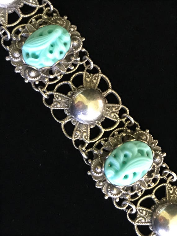 Art Deco Antique Peking Glass Bracelet 8" - image 1