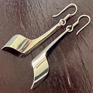 Mexican Modernist Earrings- Sterling Silver (1990s): 2.80”
