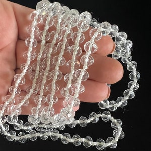 1920s Flapper Necklace- Czechoslovakian. (Faceted Crystal Clear Glass) Sparkly 58.5”