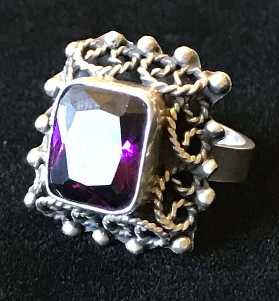 Sterling Silver Statement Ring Size 7.5 (Adjustab… - image 3