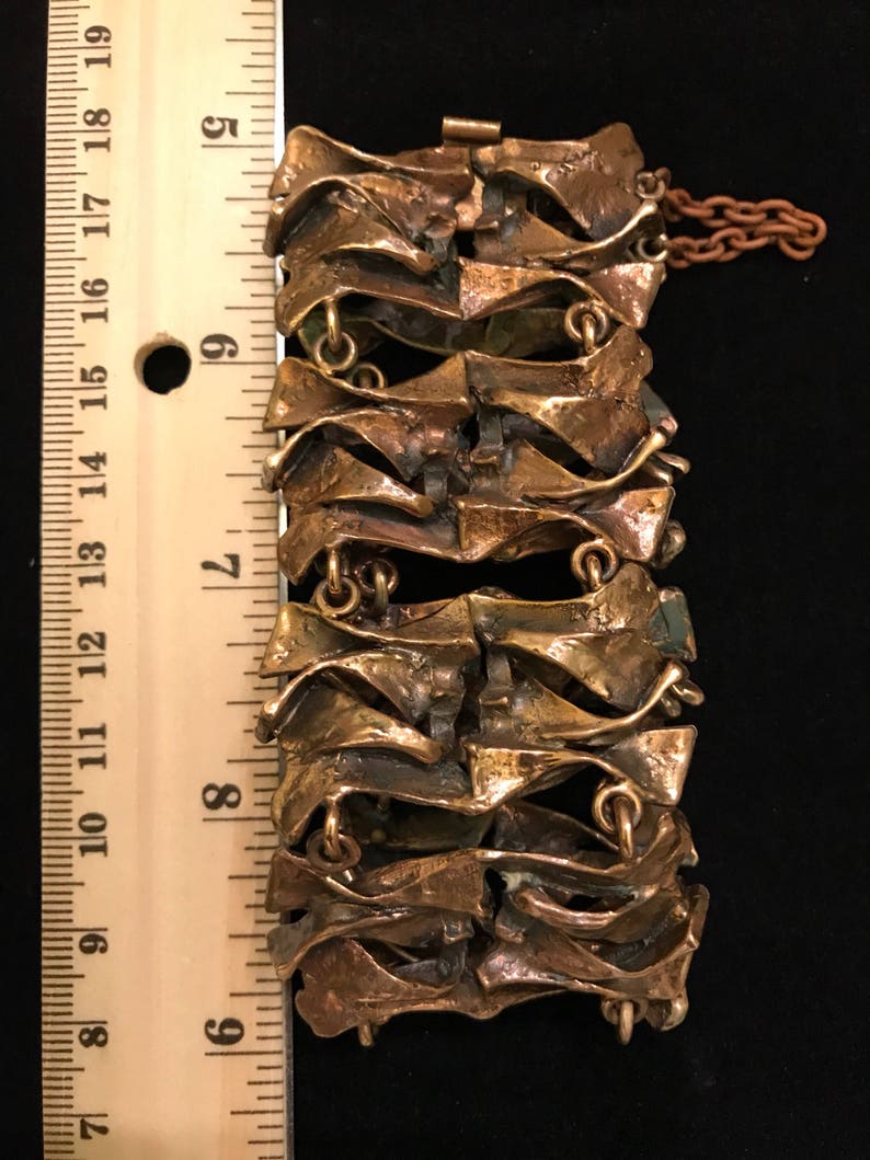 Hannu Ikonen-Fractured Ice-Finland Brutalist Bronze Bracelet 1960/'s