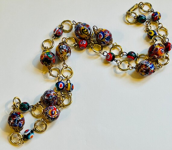 Millefiori Italian Murano Art Glass Bead Necklace… - image 4