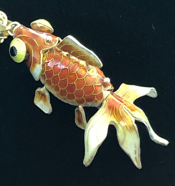 Sterling Silver Enameled Koi Fish- Chinese Export… - image 2