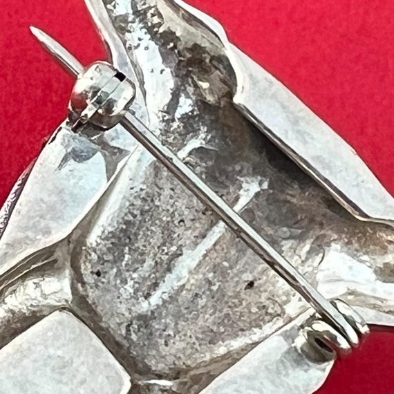 Buffalo Skull Brooch Solid Sterling Silver, Stunn… - image 8