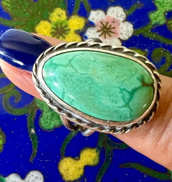 Navajo Style Ring (Kingman Turquoise & Sterling S… - image 4