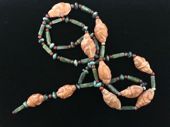 Chinese Hediao Beads-Monkey King and Natural Jade… - image 1