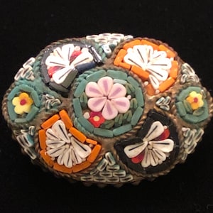 Antique Micro Mosaic Pin-Made in Italy-1890-1910 (1.20”)