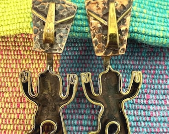 Hubert Harmon Earrings (Copper & Bronze,  Screw-backs, 1955-1965, Mexico City) 1.50”