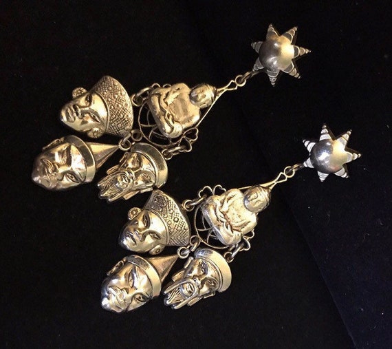 Early 1940s Asian Inspired Chinese Immortals Earri