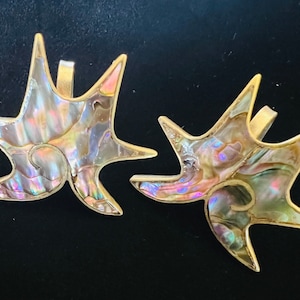 1930s Mexican Abalone Earrings- 1” Sterling Silver