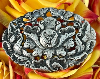 Antique Max Neiger Bronze Brooch, Chinese Art Nouveau Czech Glass