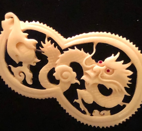 Late 1920s- Chinese Export Carved Dragon (Bone Pi
