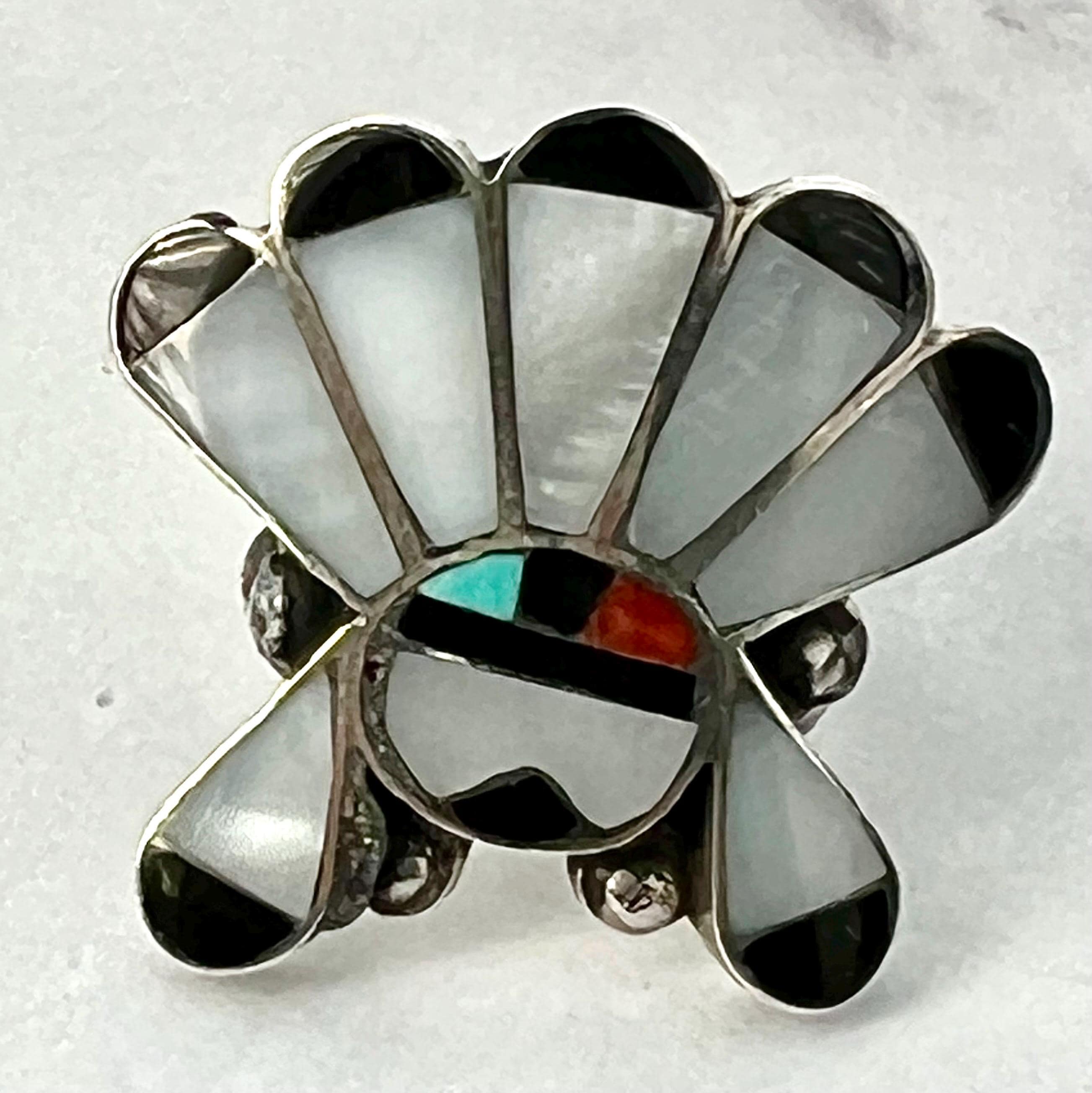 Vintage Zuni Sunface Sterling Silver Inlay Ring, Size 6.5 - Etsy