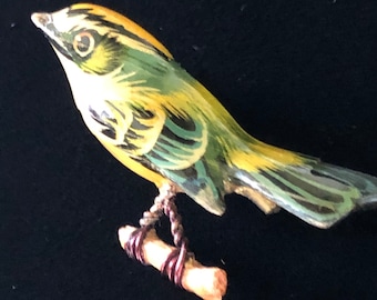 Authentic Takahashi Western Scrub Jay 2&quot;- Authentic 1950s- Push Pin Clasp