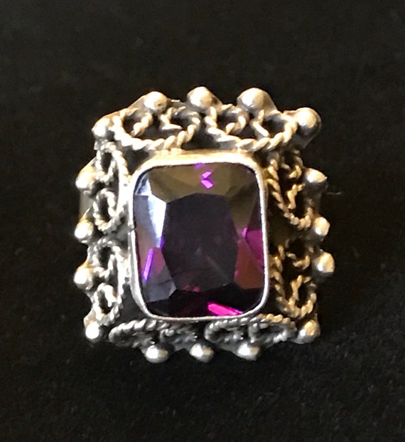 Sterling Silver Statement Ring Size 7.5 (Adjustab… - image 2