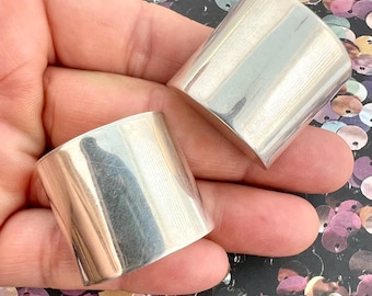 Retro-Modernist Earrings, Minimalist Design (Taxco Mexico, Sterling Silver, Artisan Crafted) 1.15”x 1”