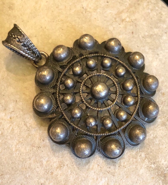 Chinese Export Sterling Filigree Pendant 1920s-1.7