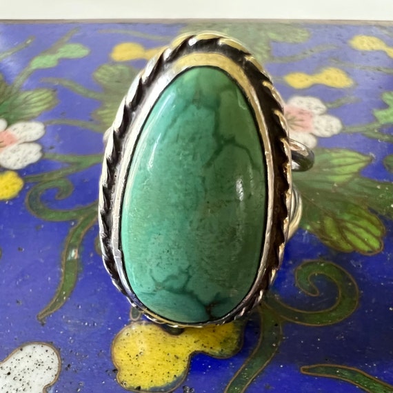 Navajo Style Ring (Kingman Turquoise & Sterling S… - image 3
