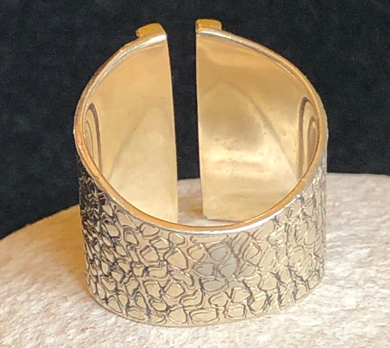 Mixed Metals-Bold Geometric Form 1980s Mexican Modernist Ring Size 9