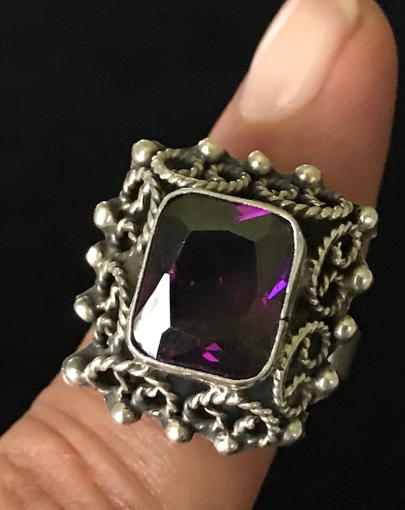 Sterling Silver Statement Ring Size 7.5 (Adjustab… - image 1