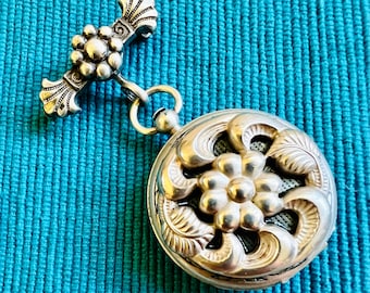 Coro-Silver Plate-Pin/Pendant Locket-Victorian Revival- 2.25”