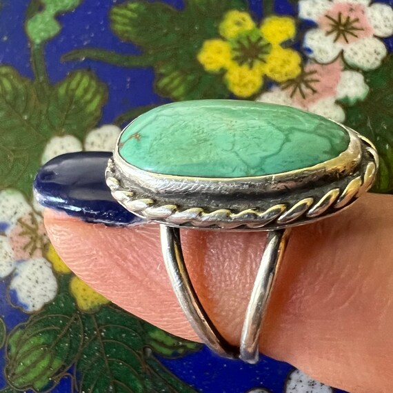 Navajo Style Ring (Kingman Turquoise & Sterling S… - image 7