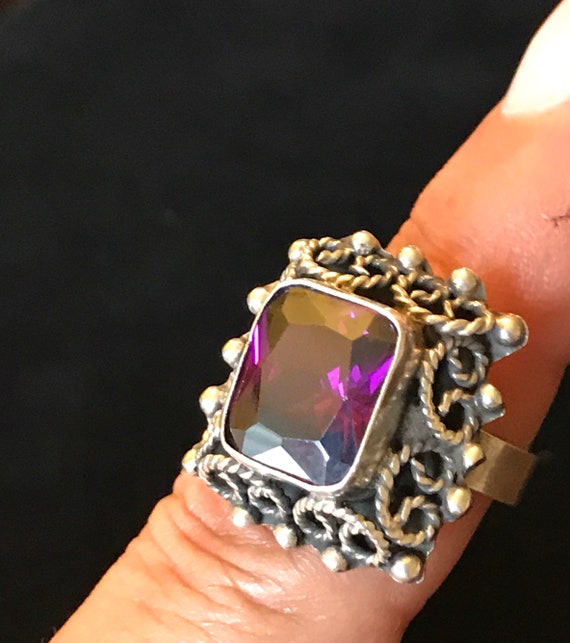 Sterling Silver Statement Ring Size 7.5 (Adjustab… - image 4