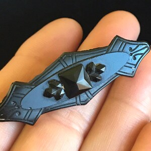 Vulcanite-Antique Victorian Mourning Pin( East Lake Style) 2.15" image 3