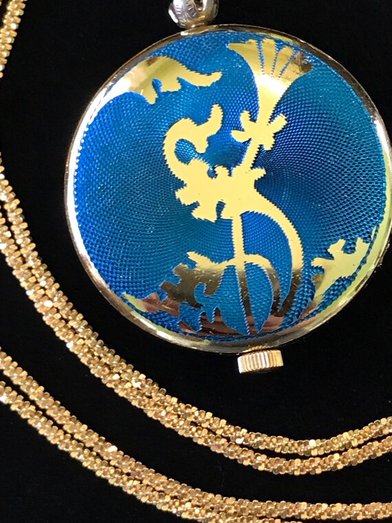 SALE-Guilloché Enameled Watch- Swiss-17 Jewel (36"