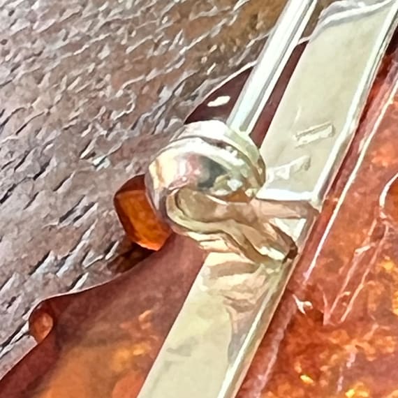 Natural Baltic Amber Violin Brooch (Sterling Silv… - image 6