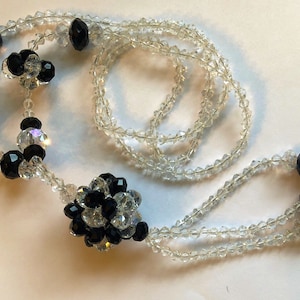 Art Deco-1930s Czechoslovakian Crystal Tassel Flapper Necklace ( Length 28.5, Tassel 4.5”)