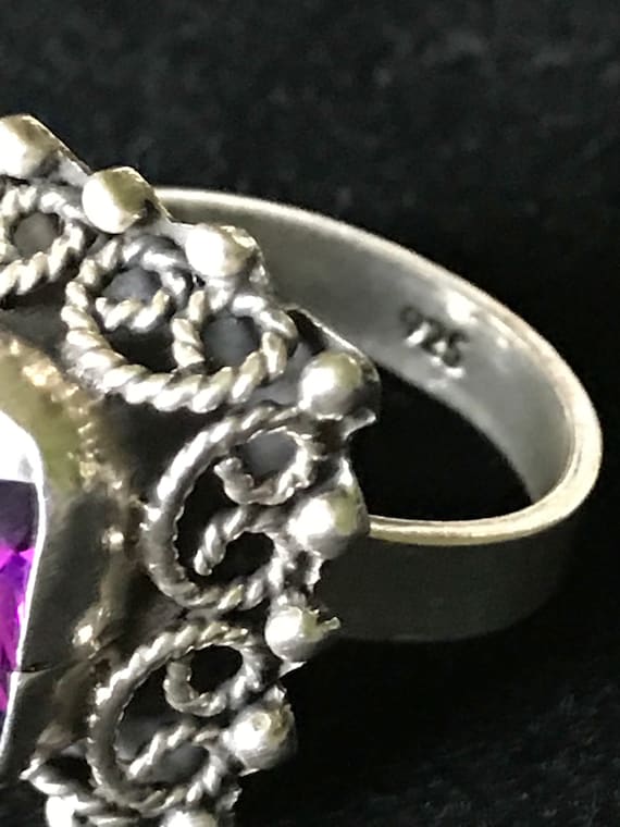Sterling Silver Statement Ring Size 7.5 (Adjustab… - image 6