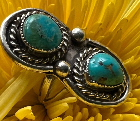 Vintage Navajo- Turquoise & Kingman Turquoise Rin… - image 6