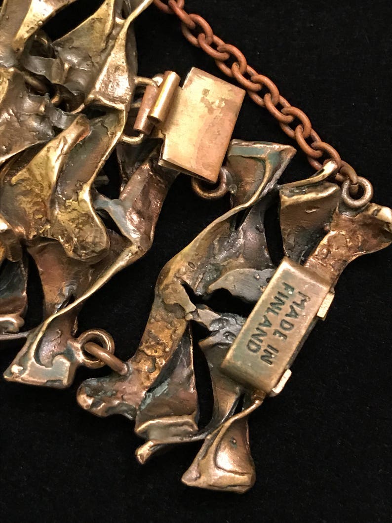 Hannu Ikonen-Fractured Ice-Finland Brutalist Bronze Bracelet 1960/'s