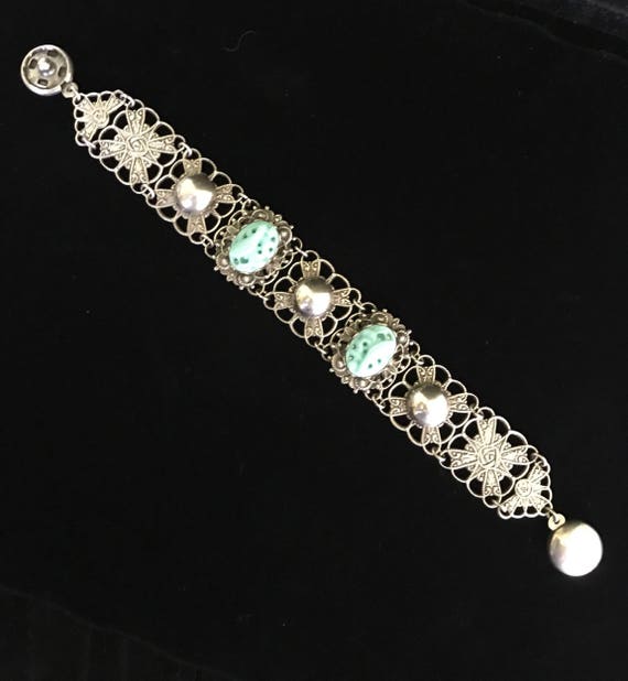 Art Deco Antique Peking Glass Bracelet 8" - image 3