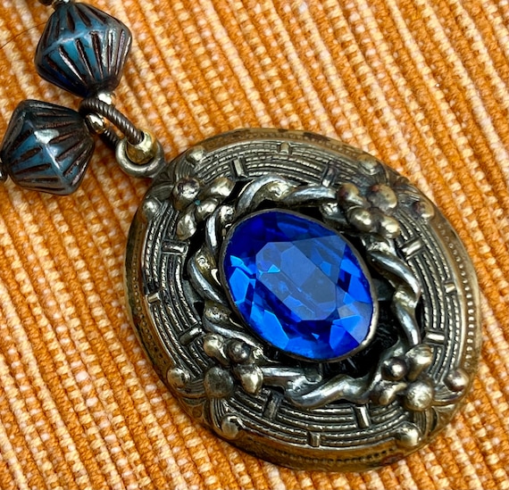 Victorian Revival-Czechoslovakian Blue Sapphire G… - image 2